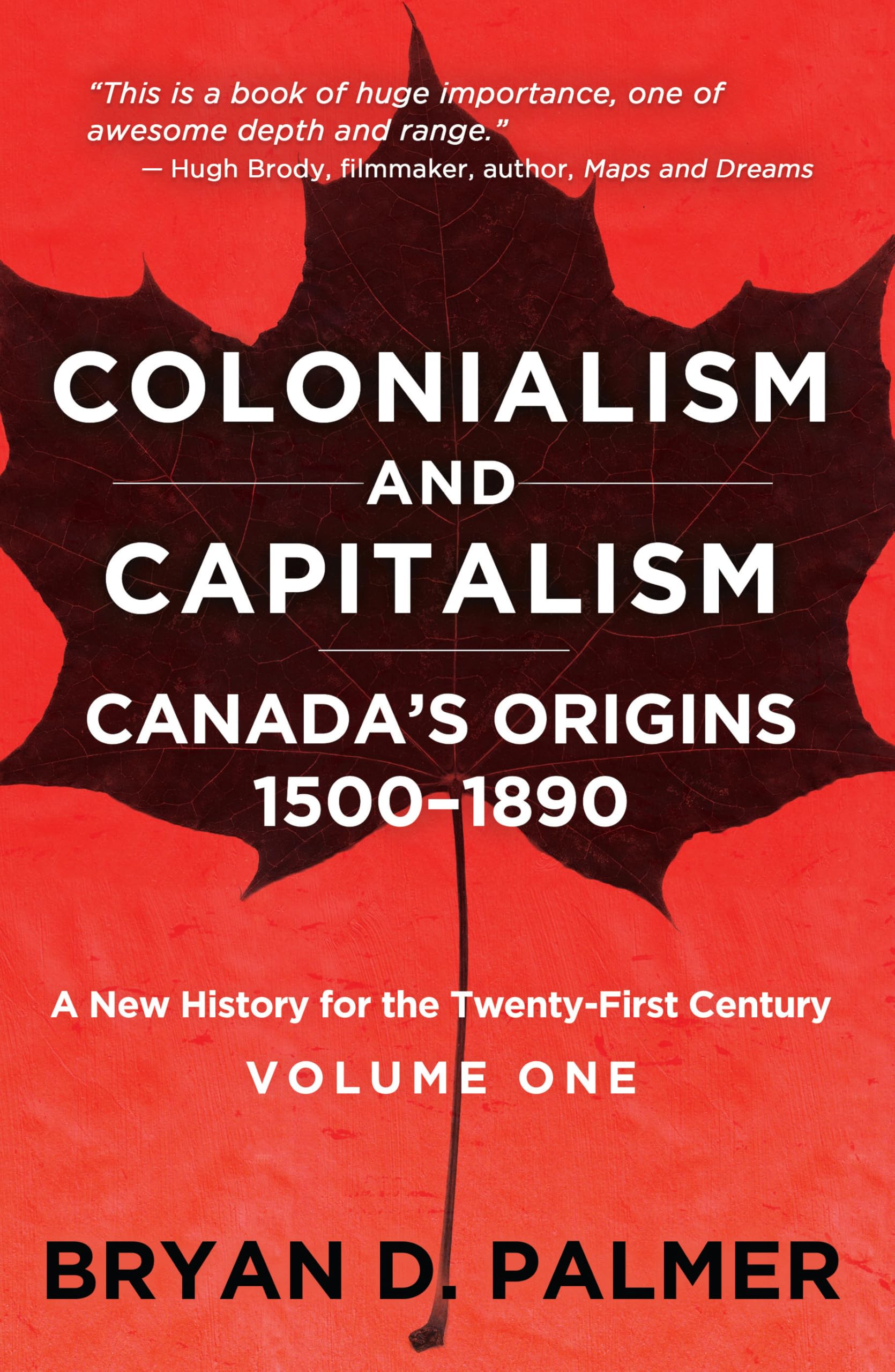 Book cover for Capitalism and Colonialism showing a black maple leaf against a red background.